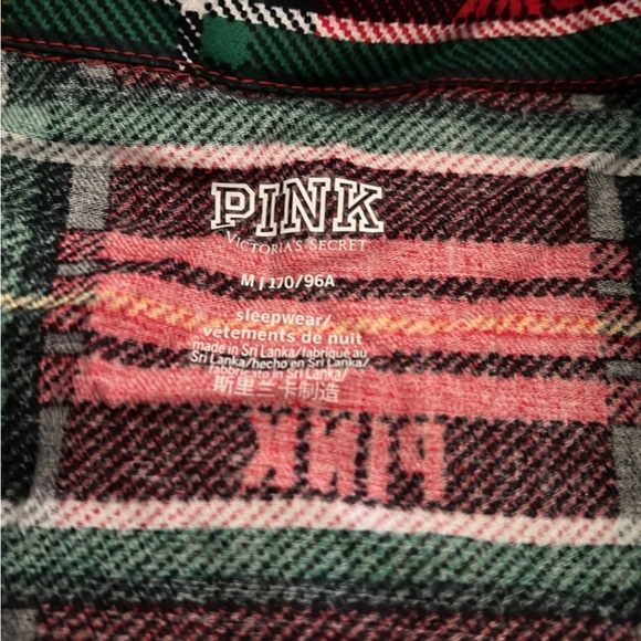🆕 VS PINK | Red Flannel Pajama Shirt Size Medium - Picture 3 of 4